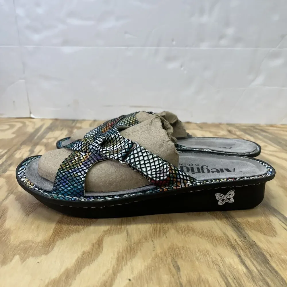 Alegria Sandals Womens Size 38 Floral Multi Color Comfort Leather Shoes